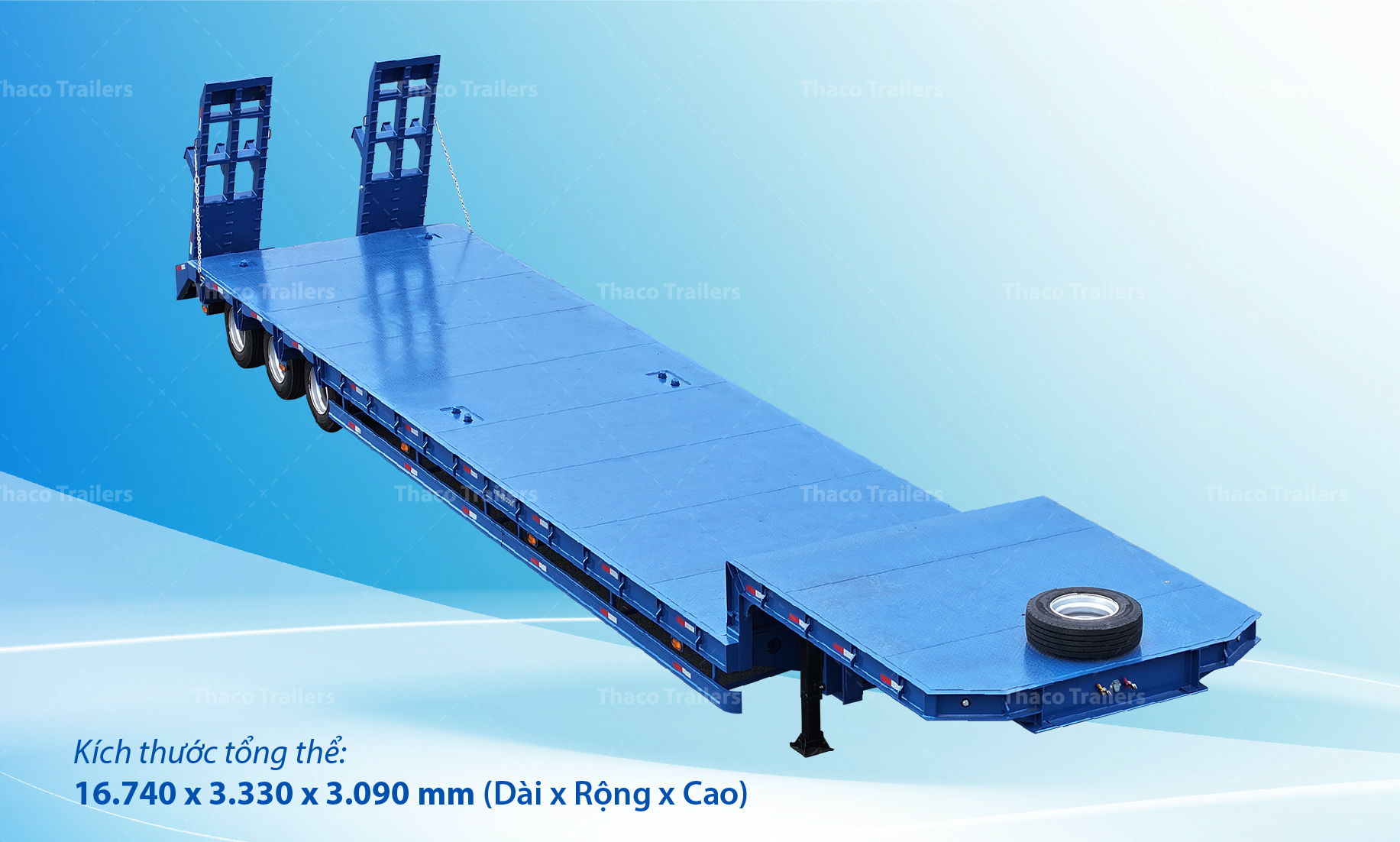 Rơ moóc lùn 3 trục có kích thước tối ưu, mang lại khả năng vận chuyển linh hoạt Sơ mi rơ moóc lùn 3 trục có kích thước tối ưu, mang lại khả năng vận chuyển linh hoạt.
