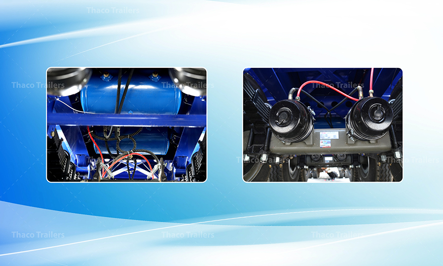 Cụm phanh hơi 3 trục giúp tăng an toàn cho sơ mi rơ moóc.