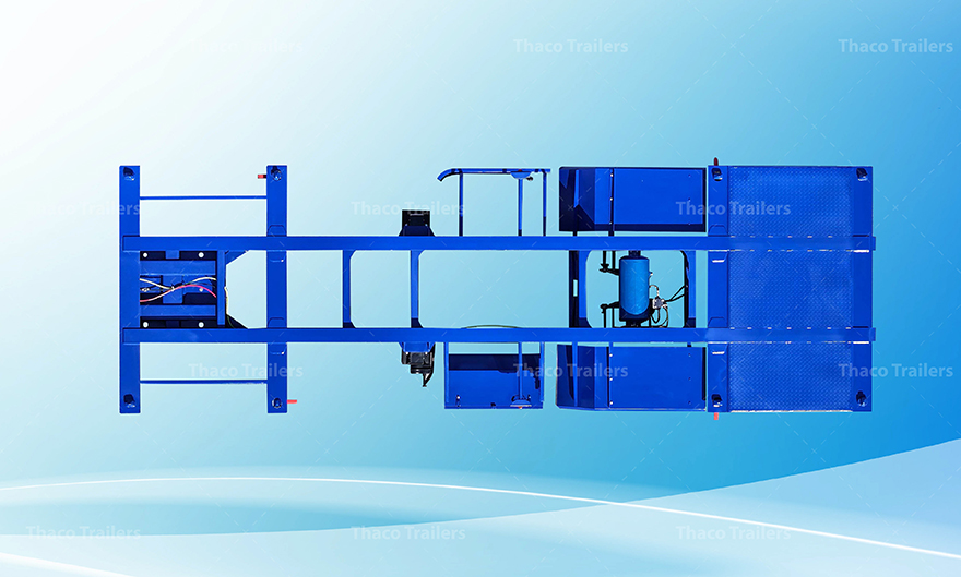 Khung xương moóc 2 trục 20 feet thiết kế tối ưu cho vận chuyển container Khung xương moóc 2 trục 20 feet chở container