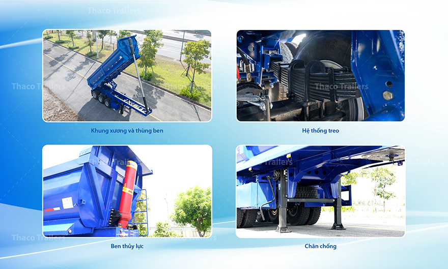 Cấu tạo của moóc ben tự đổ Thaco Trailers Cấu tạo của moóc ben tự đổ Thaco Trailers.