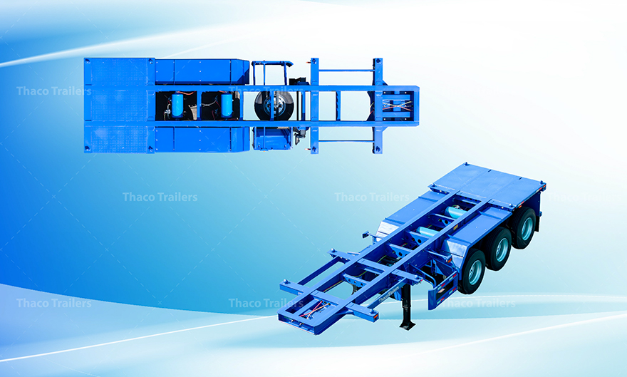 Kết cấu khung xương sơ mi rơ moóc 20 feet 3 trục hàn bằng robot tự động Kết cấu khung xương sơ mi rơ moóc 20 feet 3 trục hàn bằng robot tự động.