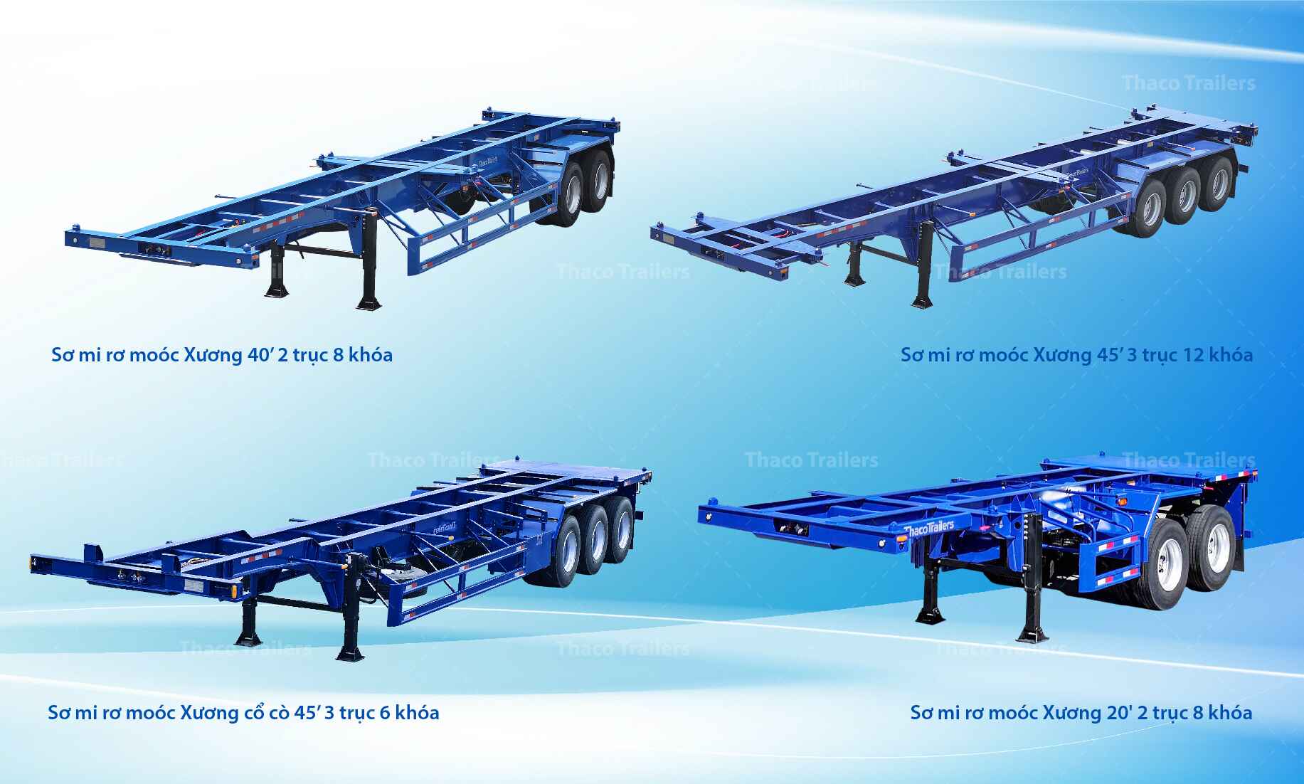 Các dòng sơ mi rơ moóc Thaco Trailers phù hợp với cấu tạo container