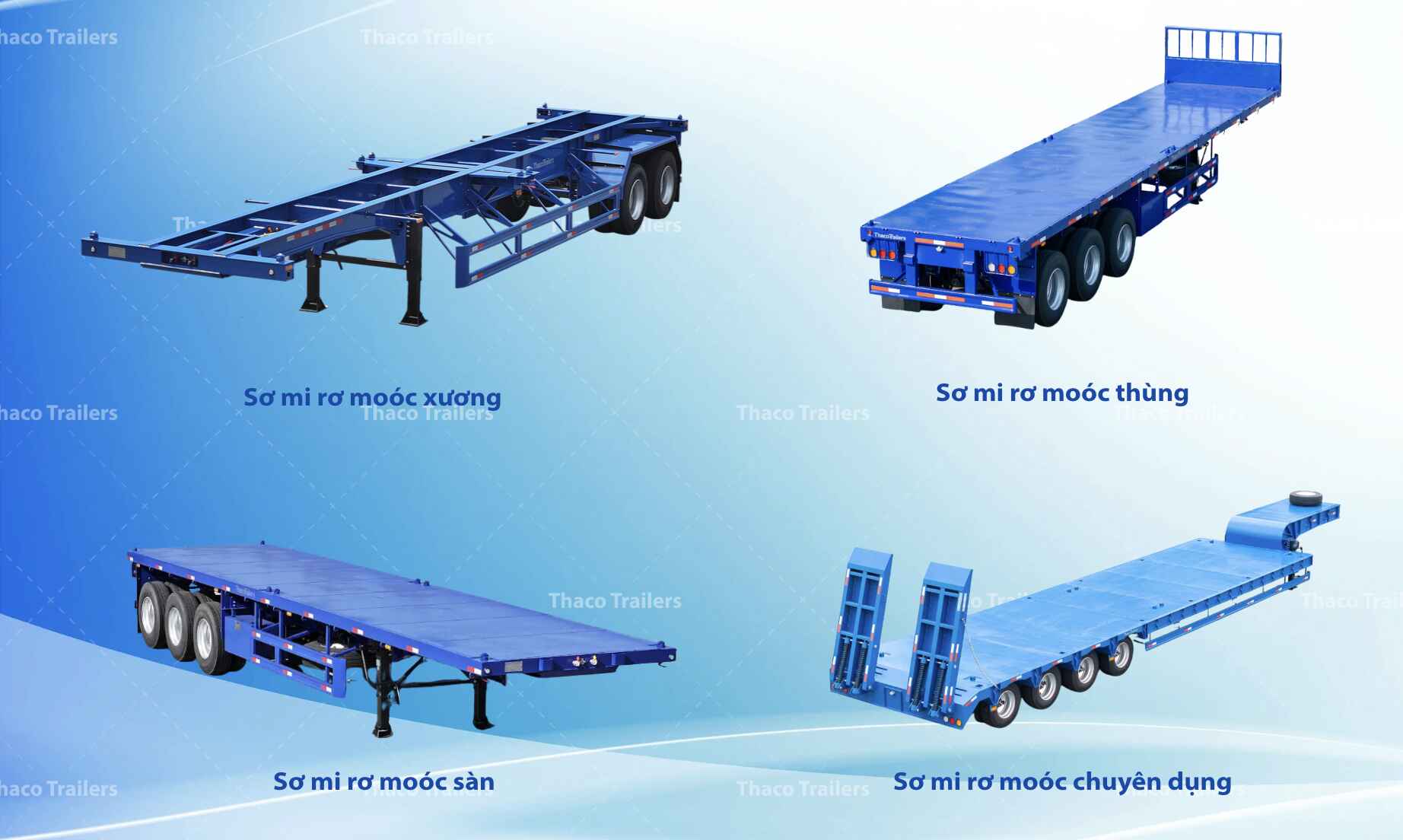 Thaco Trailers chuyên sản xuất sơ mi rơ moóc vận chuyển các loại container Thaco Trailers chuyên sản xuất sơ mi rơ moóc vận chuyển các loại container.