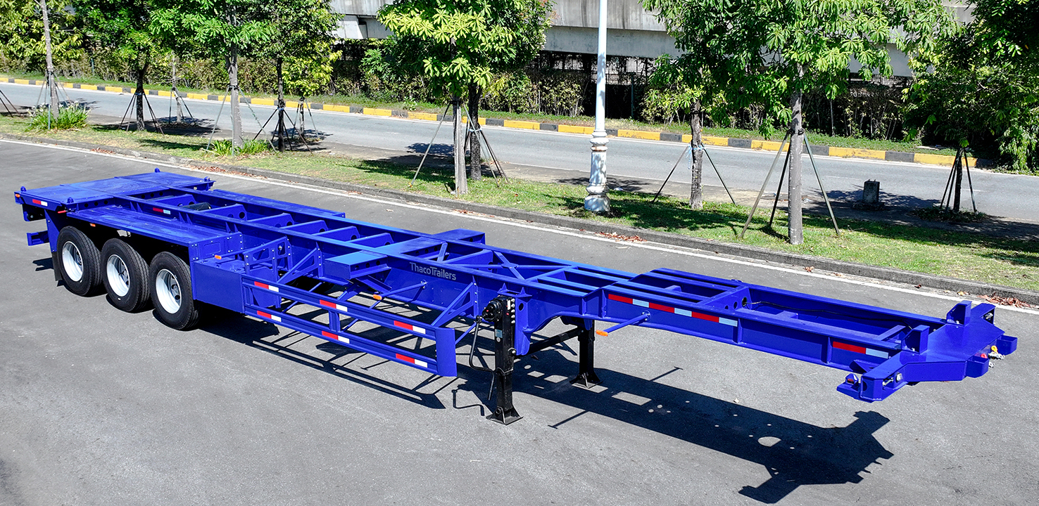 TỔNG QUAN Sơ mi rơ moóc Xương cổ cò Thaco Trailers 45' 3 trục 6 khóa (14,3m)